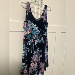 White Birch Floral Mini Dress - Black and Blue